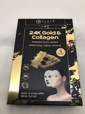 Clear Beauty 24K Gold & Collagen Firming Face Masks Set Of 5 NWT Sealed